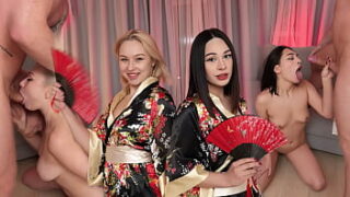Steamy Double Anal Delight with Asian Beauty and Her Friends